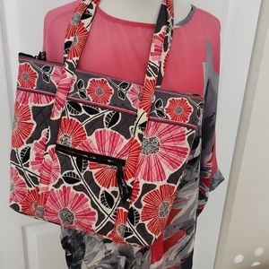 VERA BRADLEY Cherry Blossoms XL zippered Tote Travel Bag